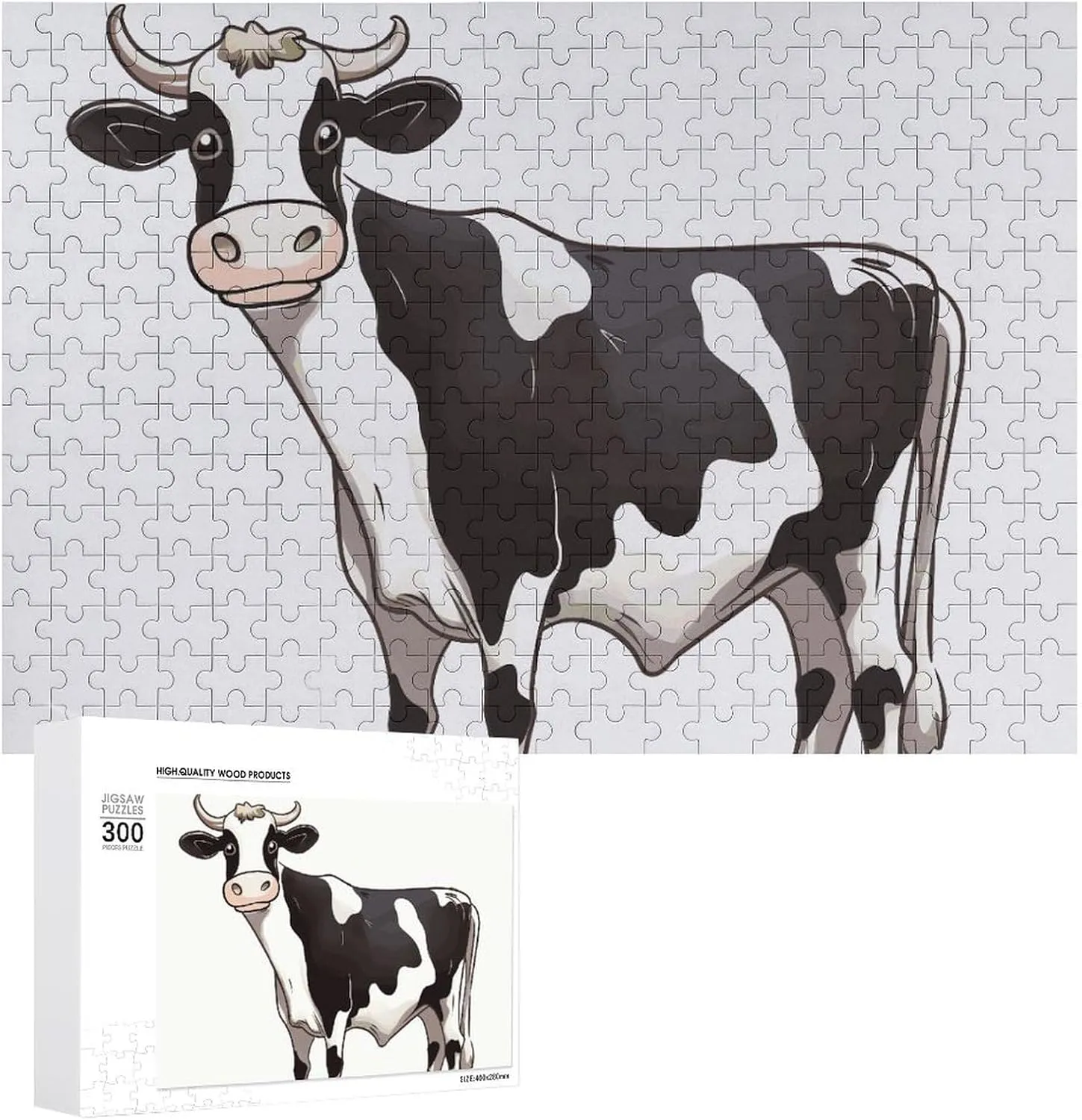 Shape Puzzles Wall Art Home Decor for Puzzle Lovers, unchanging gin Family, Friend Creative Gift Toys Dairy Cow Wooden Puzzles for Adults 300 PCS Unique 