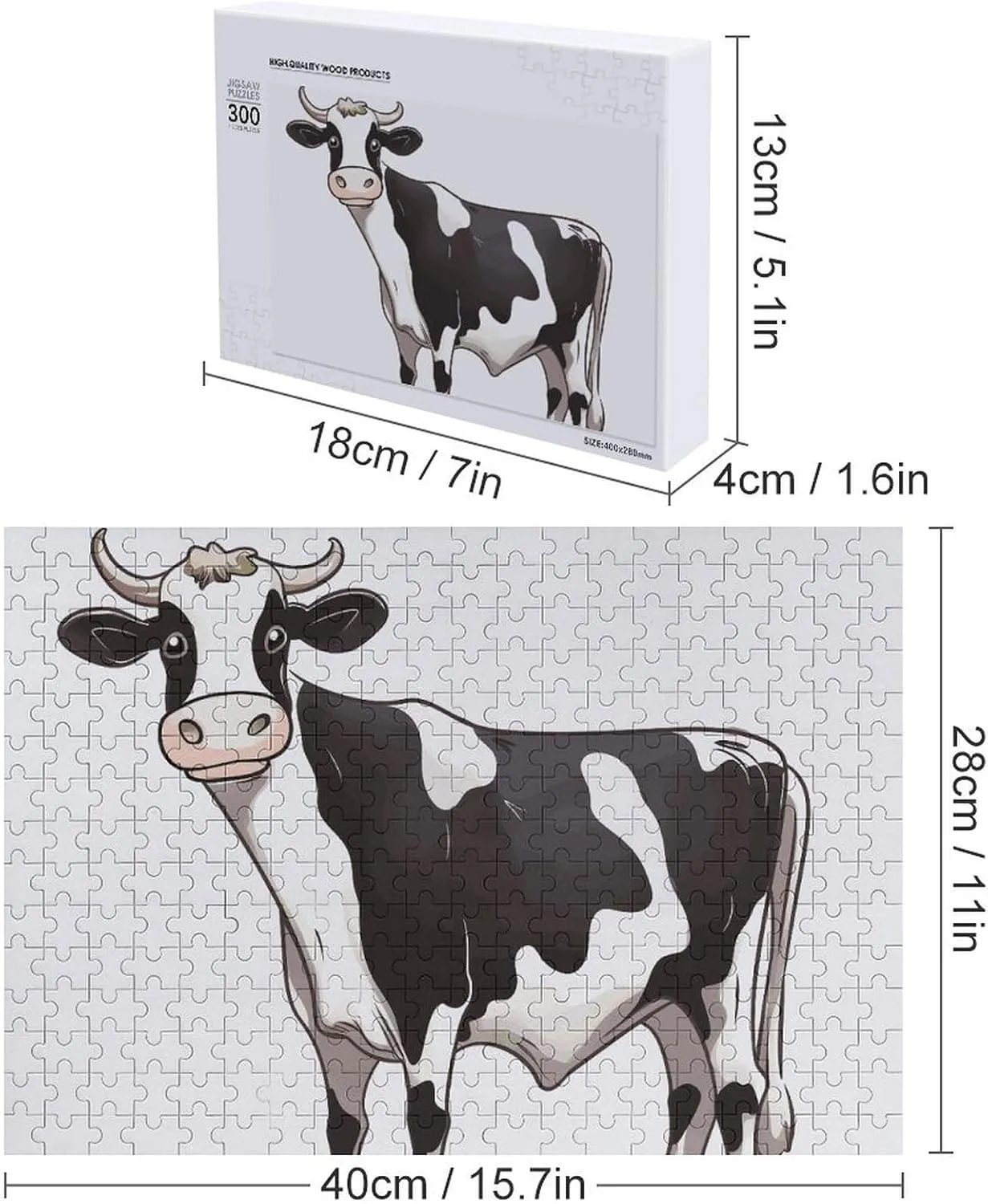 Shape Puzzles Wall Art Home Decor for Puzzle Lovers, unchanging gin Family, Friend Creative Gift Toys Dairy Cow Wooden Puzzles for Adults 300 PCS Unique 