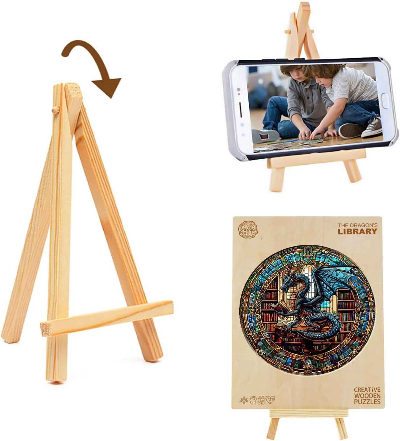 Shape Wooden Puzzle Wood Puzzle for Adults,Family Puzzles befit Easter Gifts (S-8.5 * 8.5in-100pcs) KAAYEE Wooden Puzzles for Adults-Dragon Library Wooden Jigsaw Puzzle Unique 