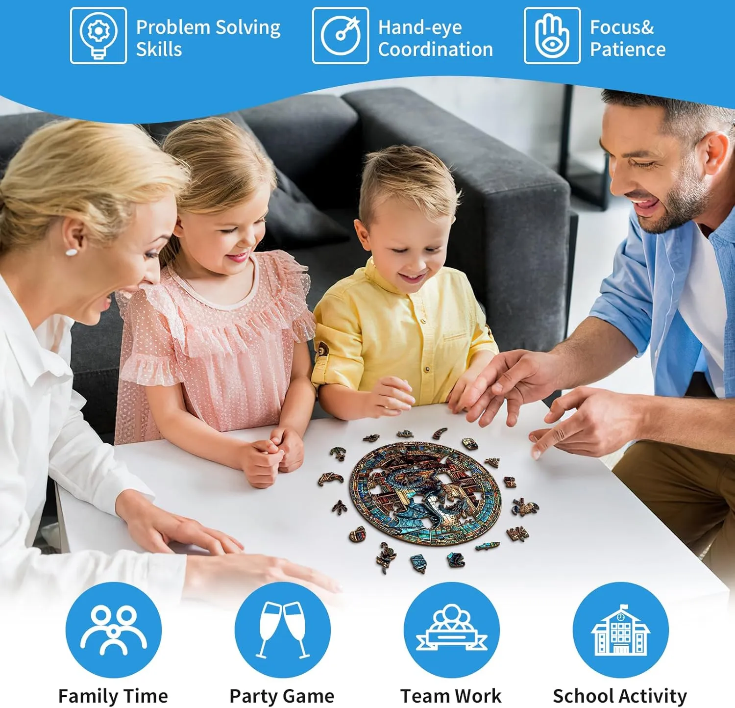 Shape Wooden Puzzle Wood Puzzle for Adults,Family Puzzles befit Easter Gifts (S-8.5 * 8.5in-100pcs) KAAYEE Wooden Puzzles for Adults-Dragon Library Wooden Jigsaw Puzzle Unique 