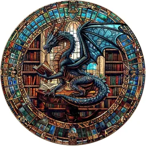 Shape Wooden Puzzle Wood Puzzle for Adults,Family Puzzles befit Easter Gifts (S-8.5 * 8.5in-100pcs) KAAYEE Wooden Puzzles for Adults-Dragon Library Wooden Jigsaw Puzzle Unique 