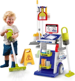 shoreline sheet Vacuum$ Mop & Spray Bottle$ Educational Role Play Househlod Carts Toys for Toddlers Ages 3-8$ for Boys Girls (Blue) Kids Cleaning Toy Set$ 22PCS Toddler Cleaning Set with Real Working 