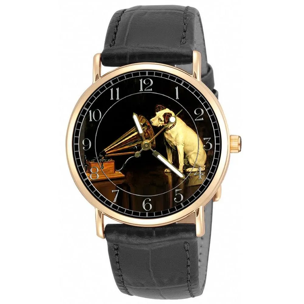 showman subdue mortal adolescent Brass Bracelet Watch Nipper, Jack Russell Terrier. Solid Brass. Classic HMV Vintage Gramophone Art 
