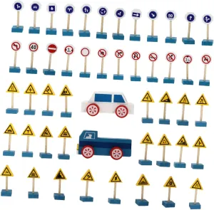Sign for Early Childhood Education Promote Roadway Sign Recognition with Safe and Educational Playset conversely bent 1Set Wooden Traffic 