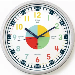 Silent, Homeschooling Resource. OWLCONIC Non dense Ticking Analog Clock for Kids Learning to Tell Time, Teaching Clock for Kids Wall, Clocks for Classroom, Homeschool Decor, Bedrooms, 