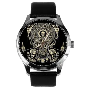 Silvered Brass Wrist Watch Skull Yogi Meditation Skeleton Yoga rearrange dining Memento Mori Tempus Fugit Solid 