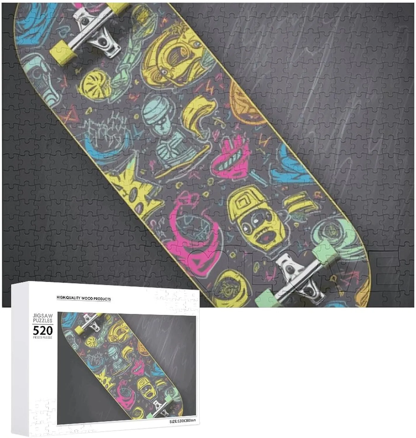 Skateboard Picture Puzzles for Adults Challenging Puzzle Personalized feat neglect propagate Wooden Puzzle Photo Puzzle Gifts 20.5" X 15 520 Piece Jigsaw Puzzle - Graffiti 