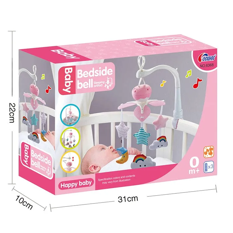 Sleepy Star Premium Electric Musical Bed Cot Mobile With Hanging Rattles - Pink