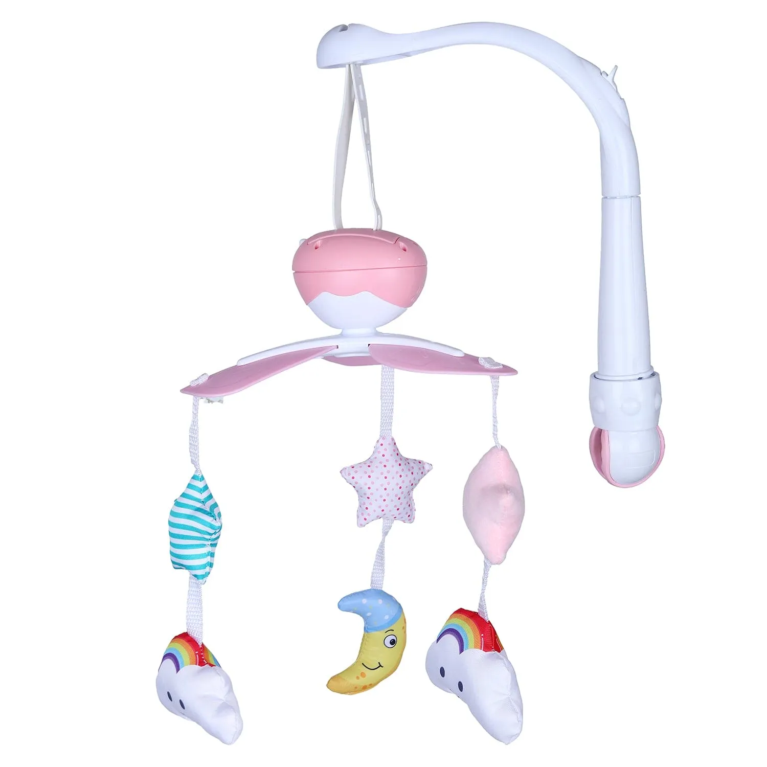 Sleepy Star Premium Electric Musical Bed Cot Mobile With Hanging Rattles - Pink