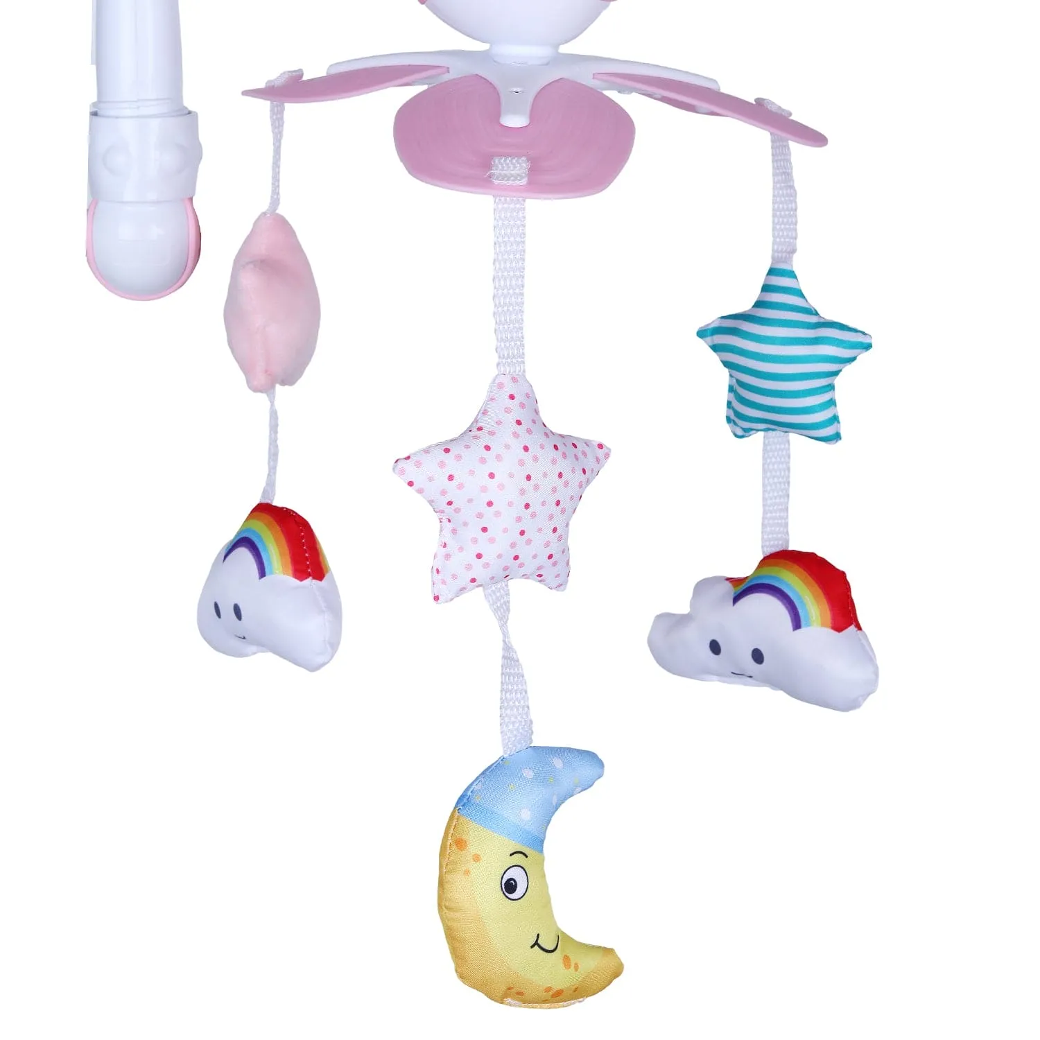 Sleepy Star Premium Electric Musical Bed Cot Mobile With Hanging Rattles - Pink