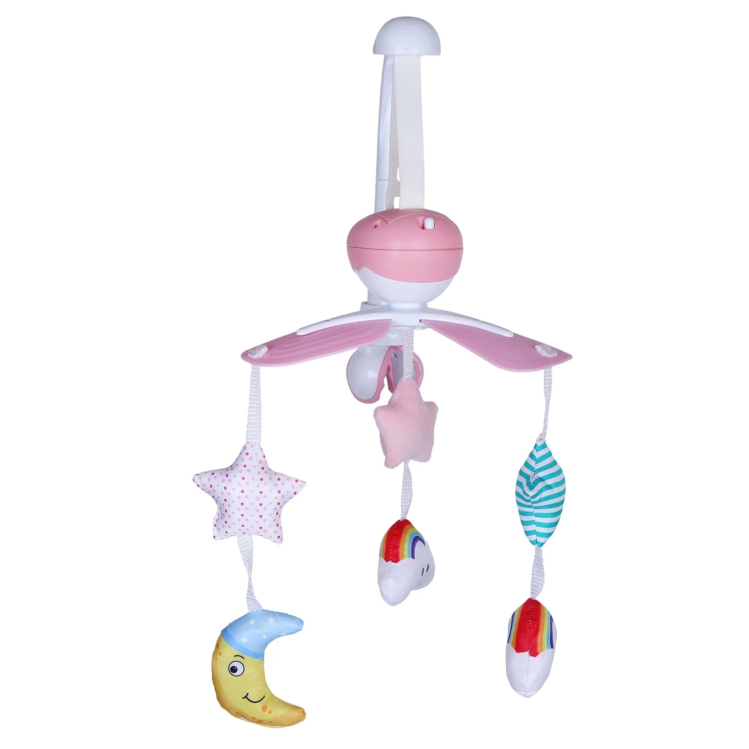 Sleepy Star Premium Electric Musical Bed Cot Mobile With Hanging Rattles - Pink