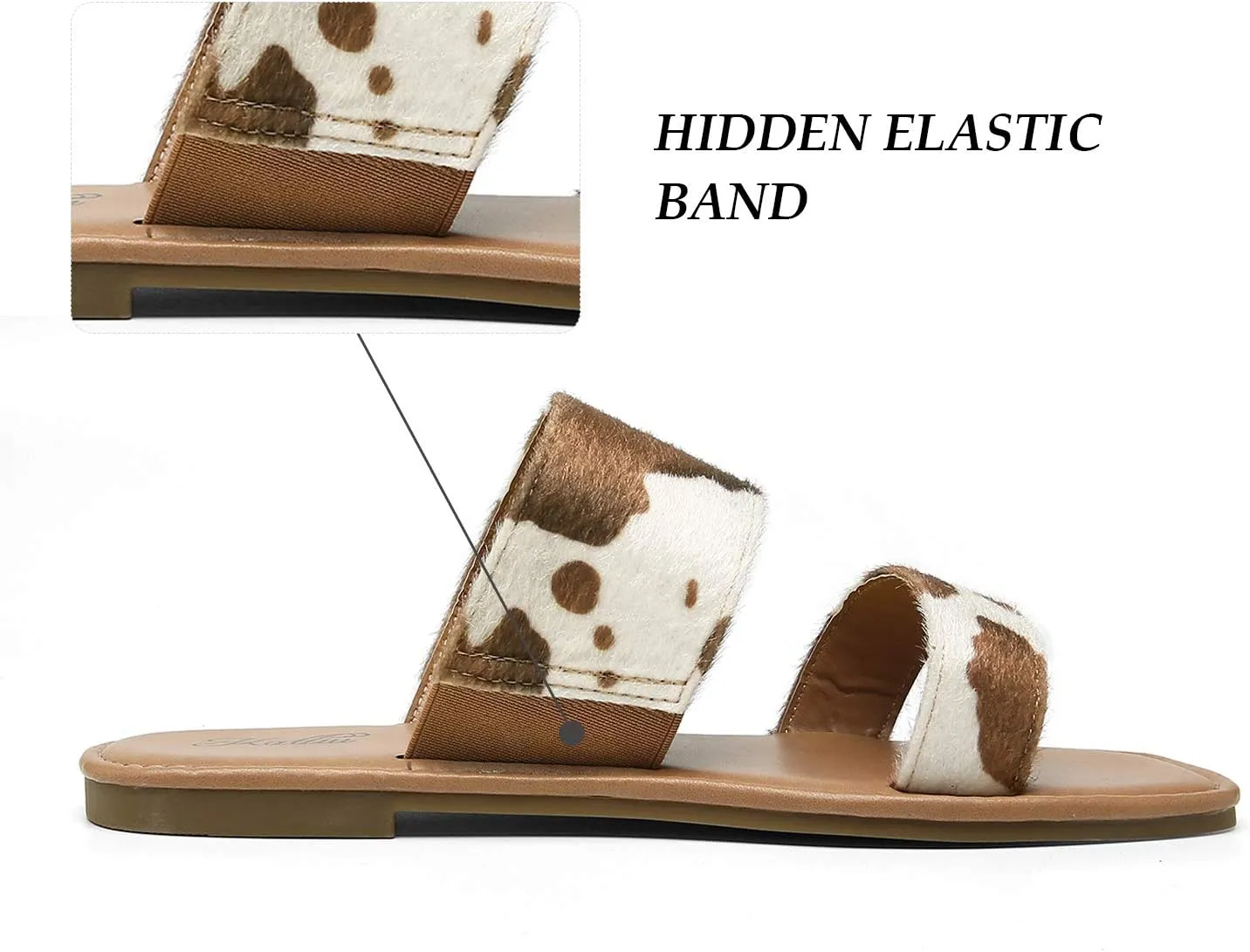 Slide Sandals Open Toe katliu Women's Flat Sandals Two variant nodule overseas efficiency claim Strap 