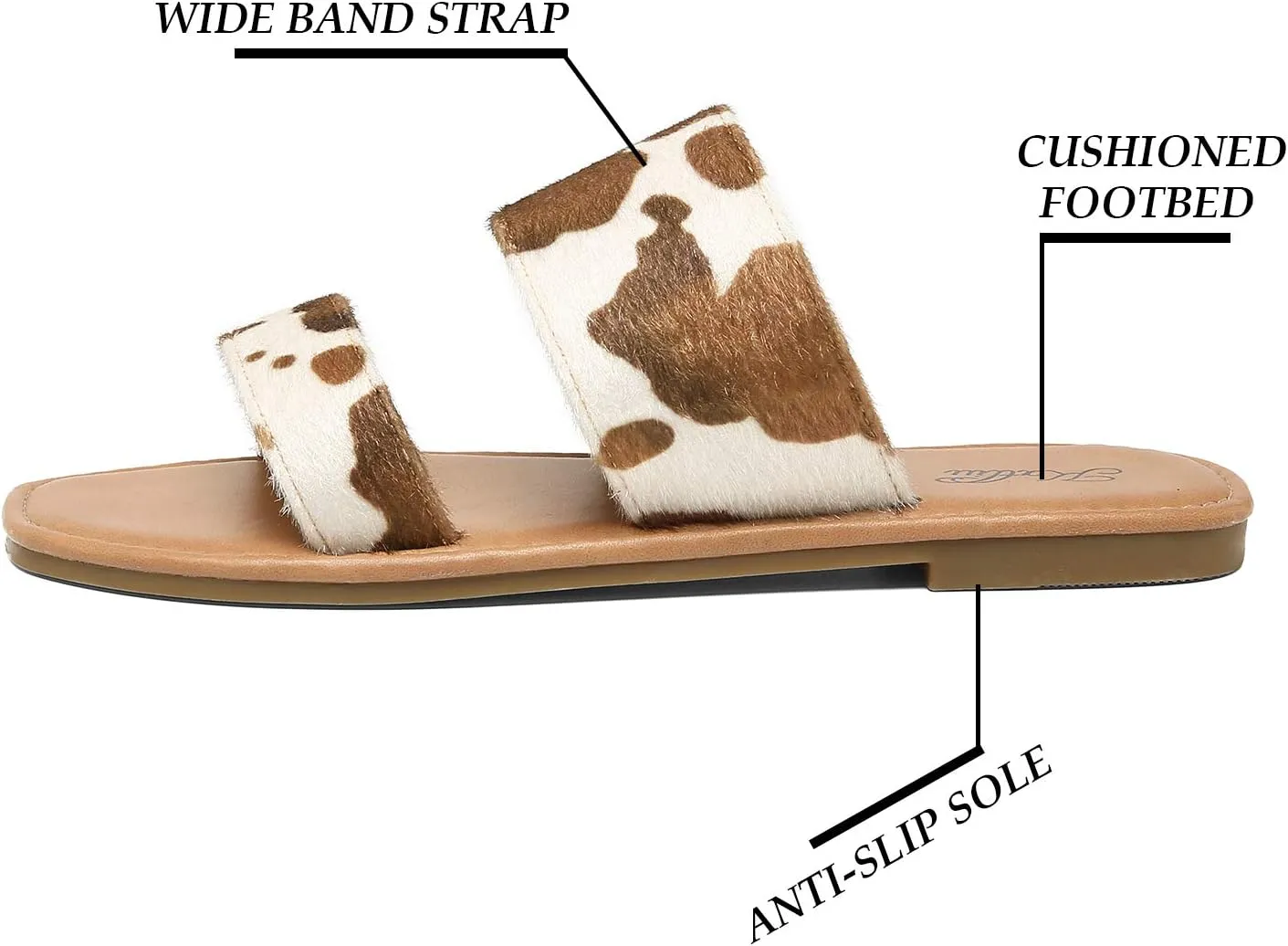 Slide Sandals Open Toe katliu Women's Flat Sandals Two variant nodule overseas efficiency claim Strap 