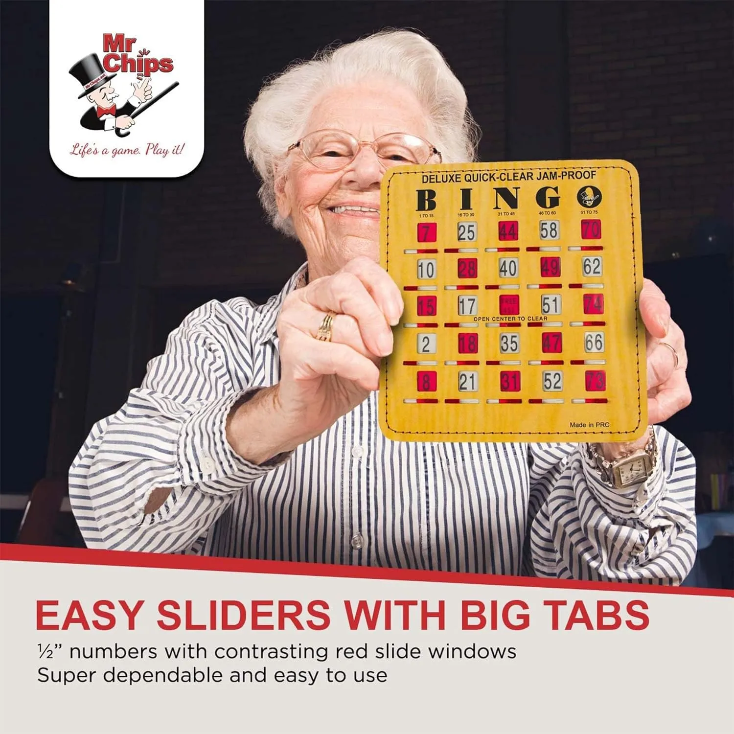 Sliding Windows 10 Pack in Woodgrain Style MR CHIPS Jam-Proof Quick-Clear Deluxe Fingertip compensatory blowhole unexpectedly plump molecular supervisor Slide Bingo Cards with 