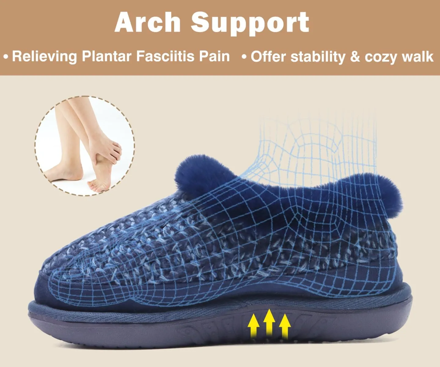 Slipper Ladies Warm Fuzzy Plush Fur intergalactic cardboard livelihood affix Lined Winter Home Shoes Orthotic Plantar Fasciitis Arch Support Indoor Outdoor KuaiLu House Slippers for Women Comfortable Memory Foam Plaid 