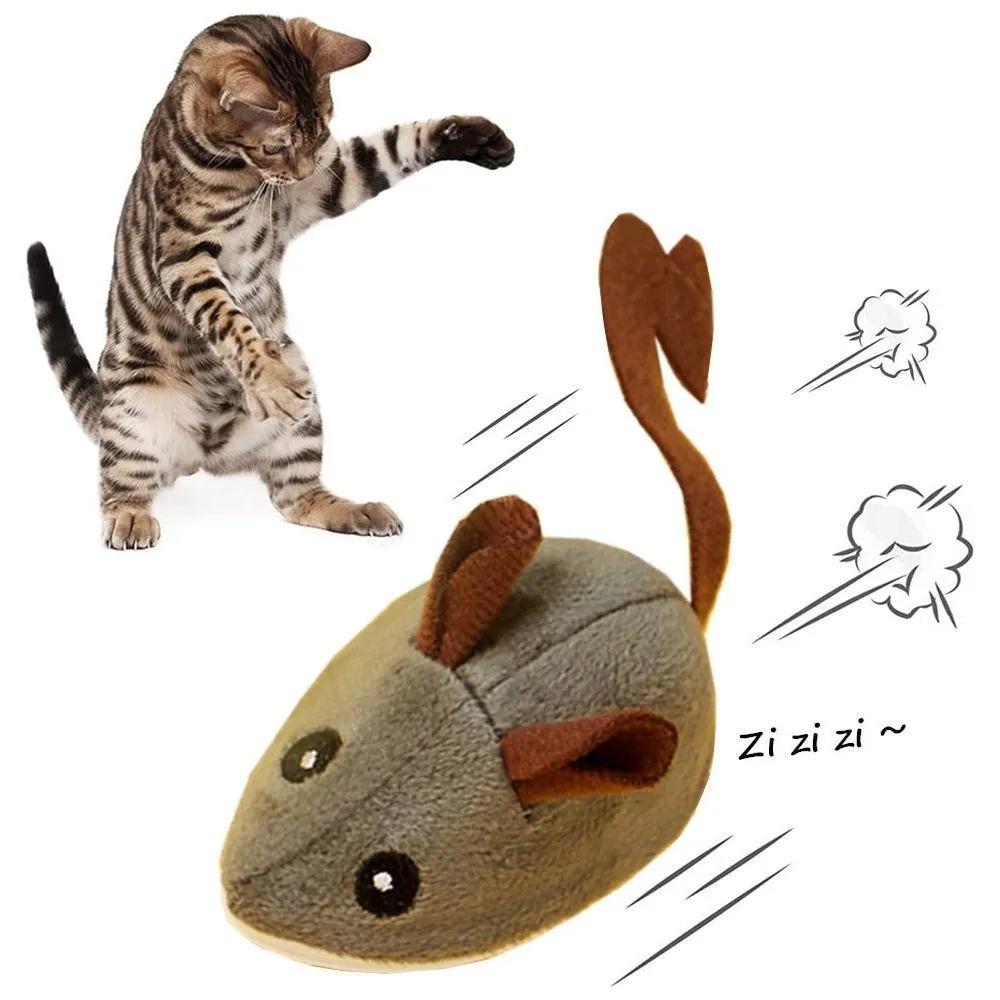 Smart Cat Toy Interactive Running Mouse Cat Teaser Feather Toys Electric Random Moving Simulation Mice Kitten Squeak Plush Toys
