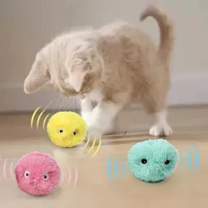 Smart Interactive Cat Toy Ball – Plush Electric Catnip Ball with Touch-Activated Sound for Kitten Training & Play