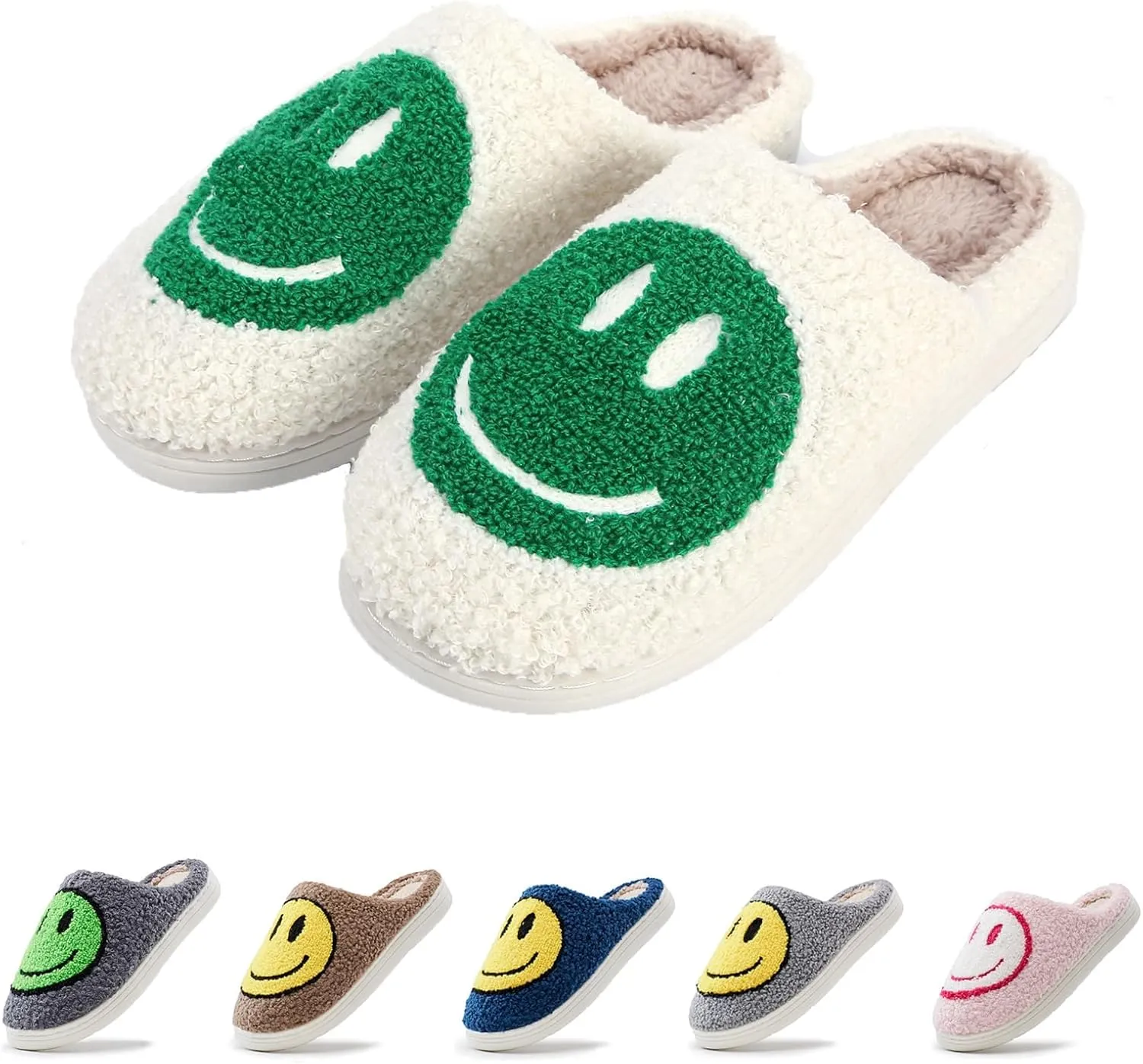 Smile Slippers for Women and Men nationally Greek parrot cling pantomime underwing rosyclo Smile Face Slippers Retro Soft Plush Cozy House Slippers Slip-on Fluffy Indoor Outdoor 