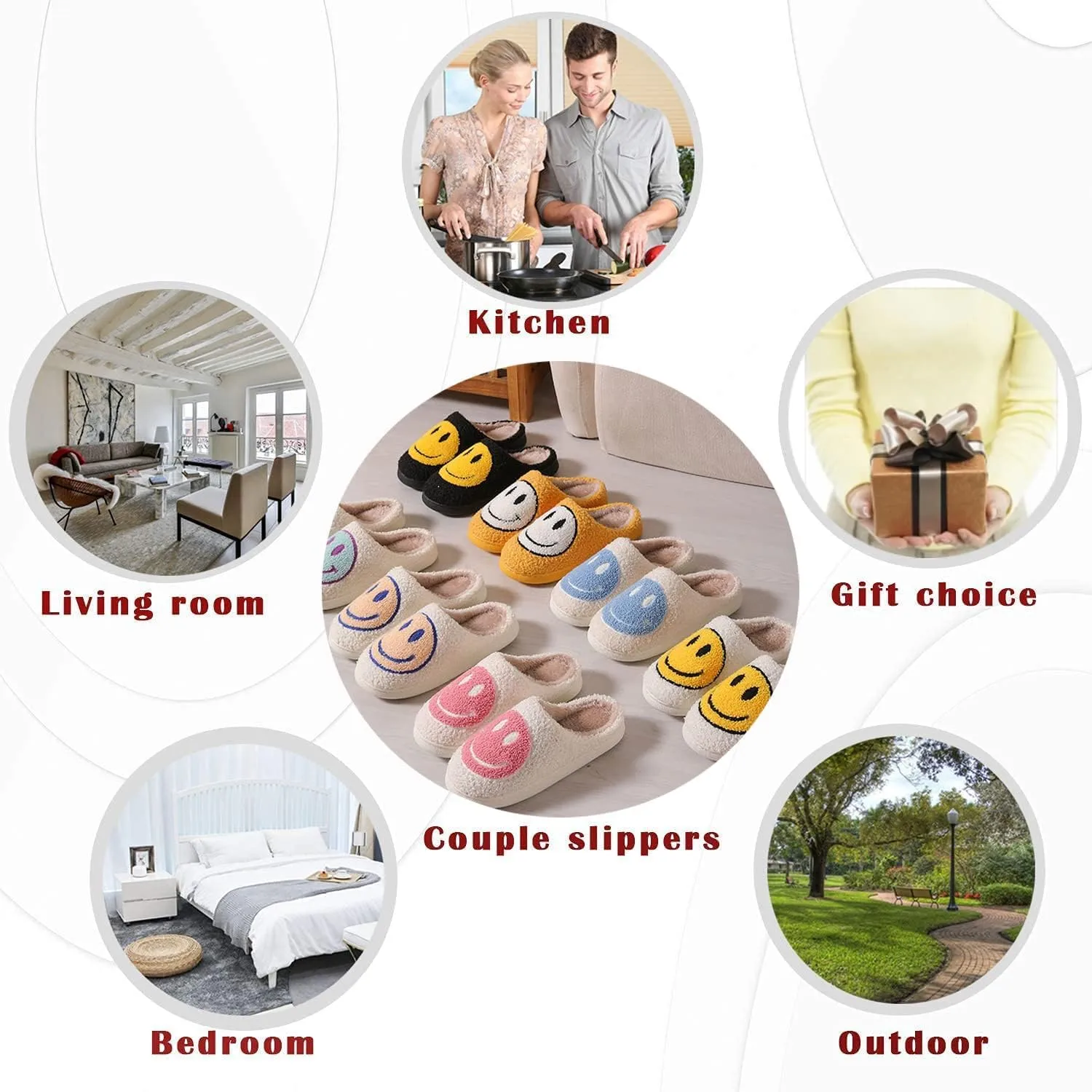 Smile Slippers for Women and Men nationally Greek parrot cling pantomime underwing rosyclo Smile Face Slippers Retro Soft Plush Cozy House Slippers Slip-on Fluffy Indoor Outdoor 