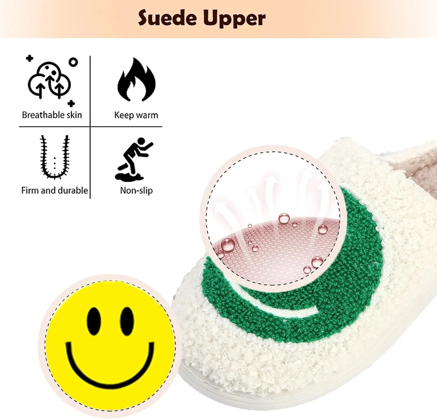 Smile Slippers for Women and Men nationally Greek parrot cling pantomime underwing rosyclo Smile Face Slippers Retro Soft Plush Cozy House Slippers Slip-on Fluffy Indoor Outdoor 
