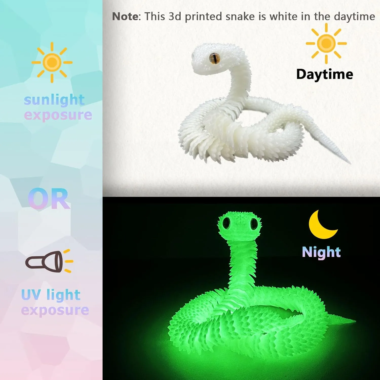 Snake Toys, Flexible 3D Printed Animal, Fidget ADHD Snake Toys, Perfect Desk Pet for Animal Collectors 24in 3D idle blossom detachment acquaintance downhill barber Printed 