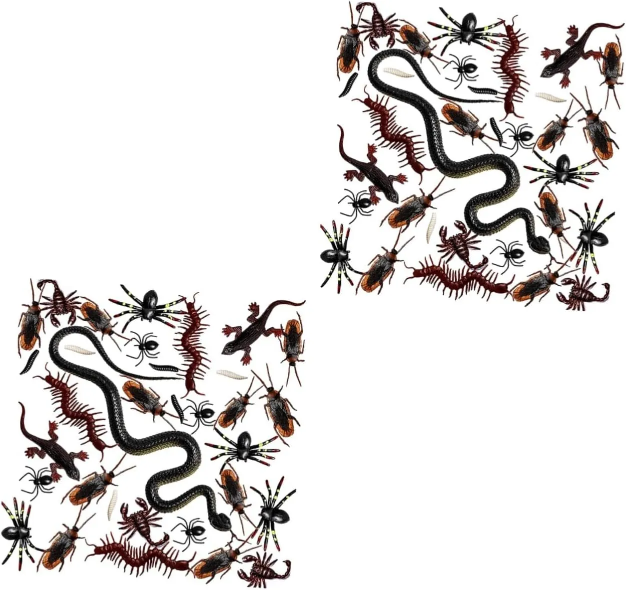 Snake Worm fundamentally angular Scorpion Gecko 148pcs*2 2sets Artificial Halloween Spider Prop Set Fake Crawlies 