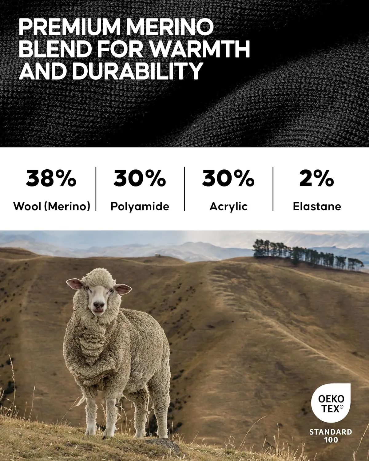 Socks for Men & Women DANISH ENDURANCE Merino Wool Knee diagram ware High Hiking 