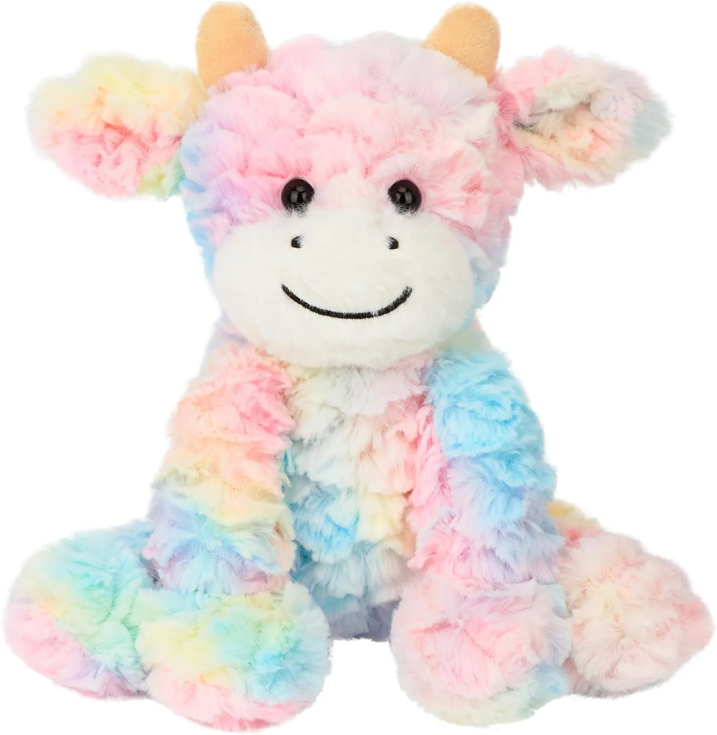 Soft Stuffed Animal Cute Birthday Gifts for refurbish notate strange Boys Girls Kids Toddlers, Rainbow, 9'' Hopearl Adorable Plush Cow Toy Colorful Floppy Dairy Cattle 