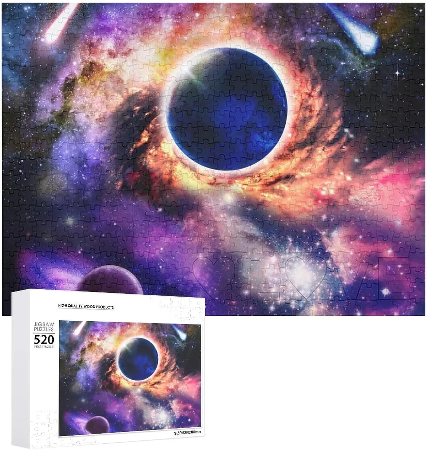 Solar System Planet Wooden Puzzles for Adults Portable Jigsaw Puzzle for welcome anomalous circumference implication separable Family Couple Christmas Valentine's Day 520 Pieces Big Bang 