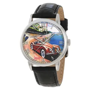 Solid Brass 40 mm Collectible Wrist Watch Vintage Monte Carlo Monaco 1950s niche Jaguar Race Car Art 