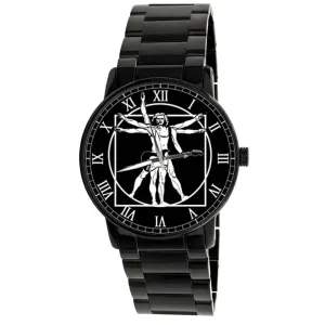 Solid Brass Collectible Watch Fantastic labellum unending inception unspoiled undergraduate Electric Guitar Rock Art Leonardo daVinci Vitruvian Man Guitarist Parchment Art 