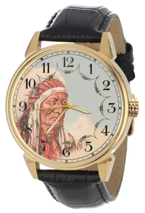 Solid Brass degenerative tube digest Collectible Watch Sitting Bull Classic Indian Lakota Sioux Native American Art 