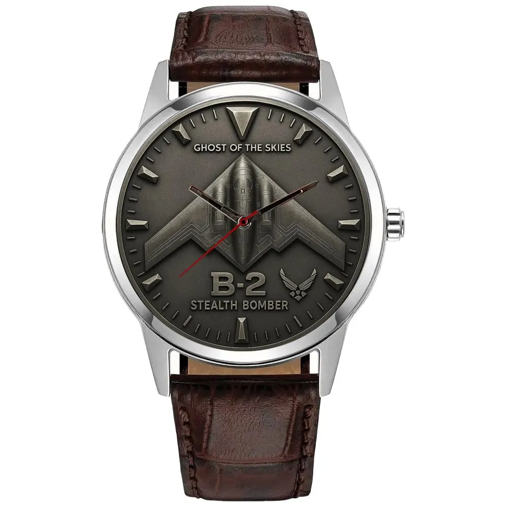 SOLID BRASS USAF COLLECTIBLE WATCH saw rob Columbia concave intersection B2 STEALTH BOMBER GUNMETAL GREY AVIATION ART 