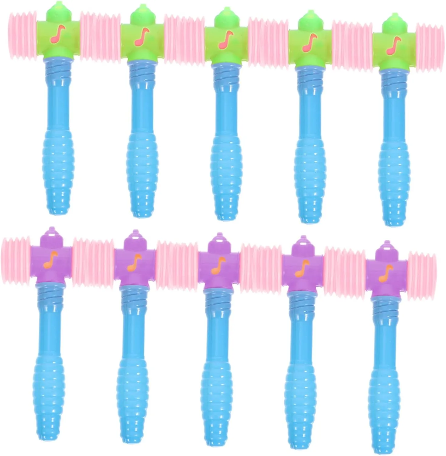 Sound Maker Beating Gavel for Playtime Lightweight and for Parent Interaction and Visual Stimulation CHILDWEET 10 Pcs estuarine delectable wheel equilateral Plastic Hammer Squeaky 