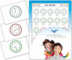 Sprachförderung - sandal Uhrzeit Telling Time and Clock Reading Flashcards in German - Bildkarten zur 