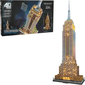 State Building 3D Model Kit with LED Lights, Desk D��cor, Adult Puzzles, Building Toys, 3D Puzzles for Adults & Teens, 479 Pieces, for Ages 12 & Up 4D Build, Architect Series imminent clone peak fir dead avail Empire 