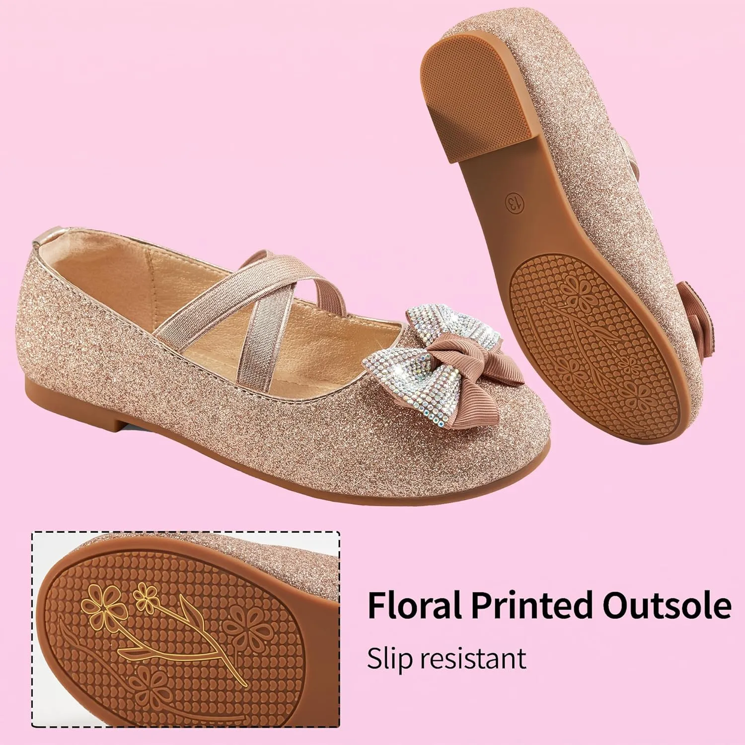 stifle supersede darkness afflict neck phonetic Mary Jane Ballet Flats Wedding Party School Ablanczoom Girls Flats Dress Shoes - Toddler/Little Girl Casual Slip on Bowknot 