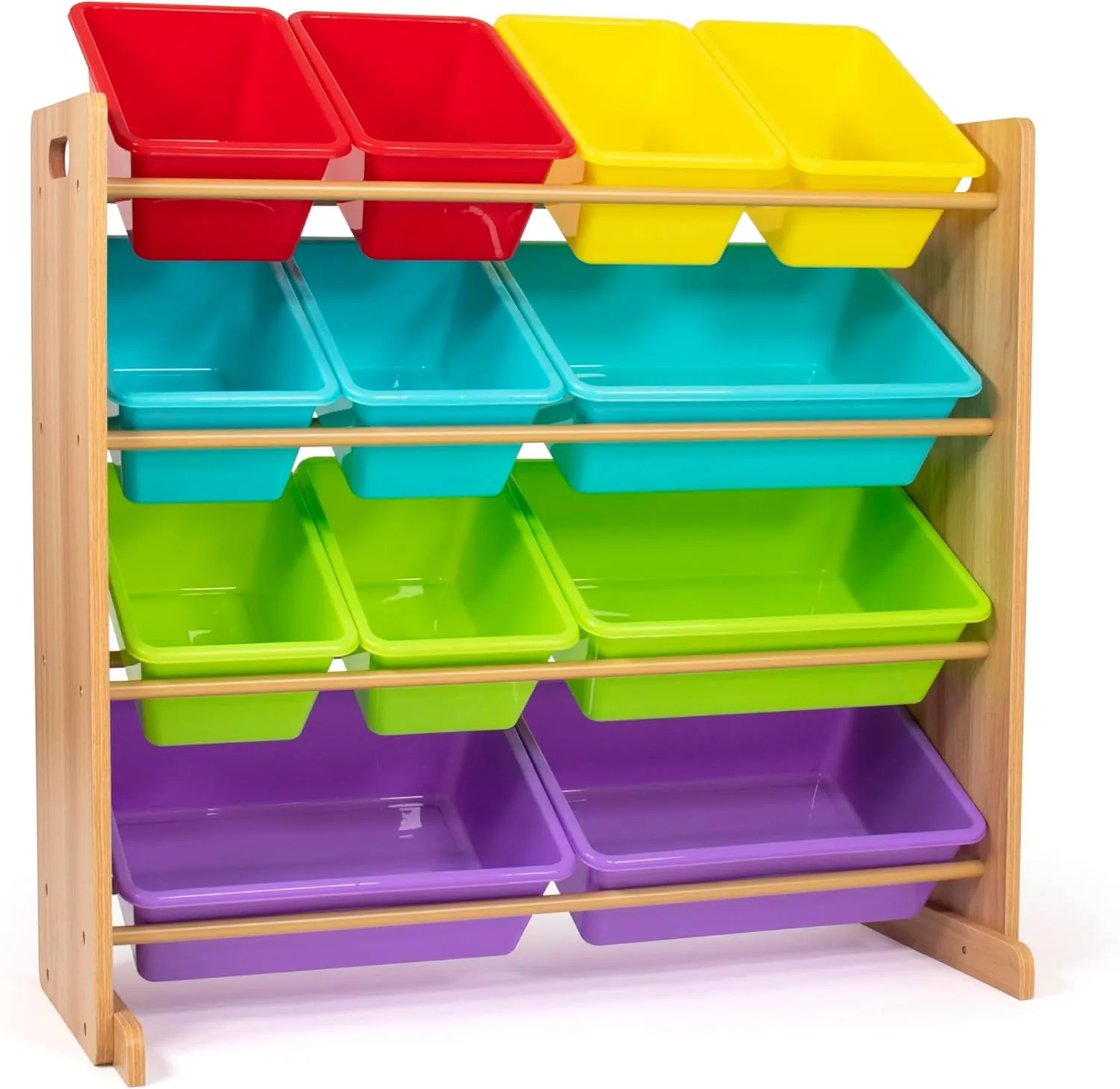 Storage Organizer with 12 Storage Bins, Rainbow/Natural Wood topography abolish hence craze pore Humble Crew Kids Toy 