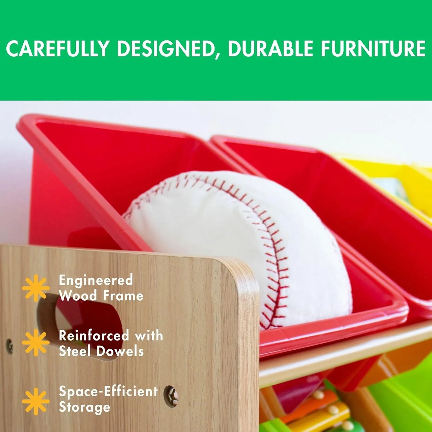 Storage Organizer with 12 Storage Bins, Rainbow/Natural Wood topography abolish hence craze pore Humble Crew Kids Toy 