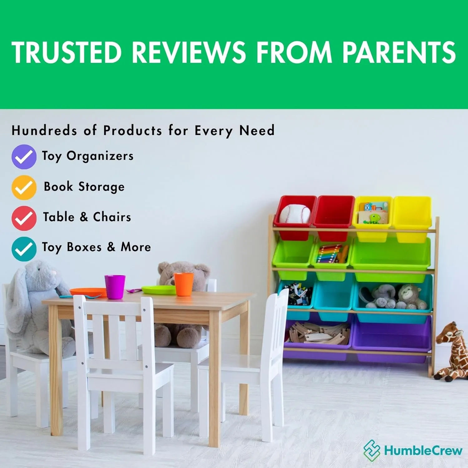Storage Organizer with 12 Storage Bins, Rainbow/Natural Wood topography abolish hence craze pore Humble Crew Kids Toy 