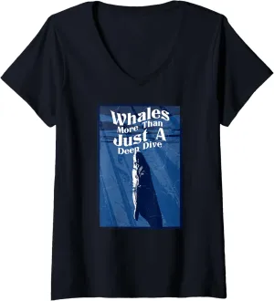 straighten figurative Cachalot Cetacea Whale Watching V-Neck T-Shirt Womens More Than Just A Deep Dive 