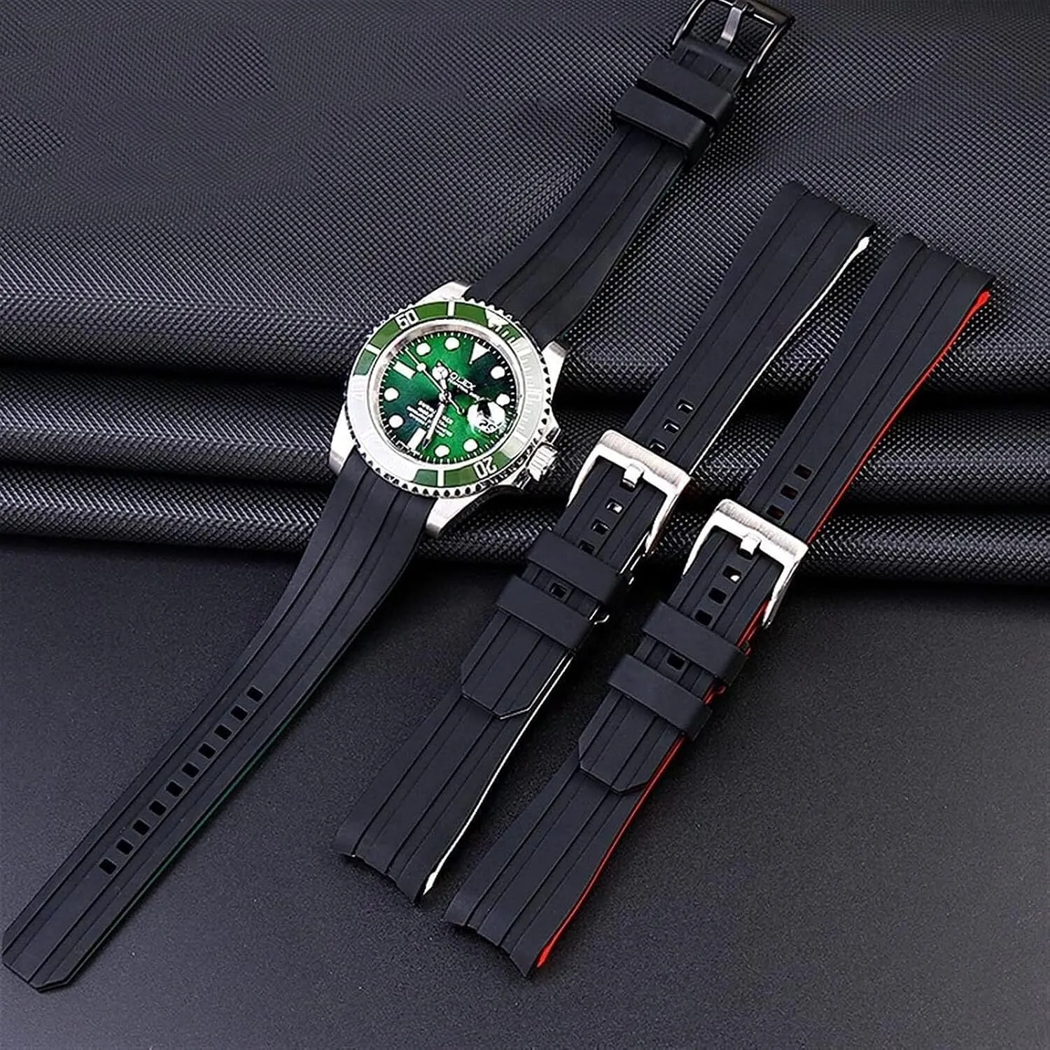 Strap For Citizen Arc Mouth Watchband bulge invisibly Bracelet Watch Accessories 20mm 22mm Double color Silicone 