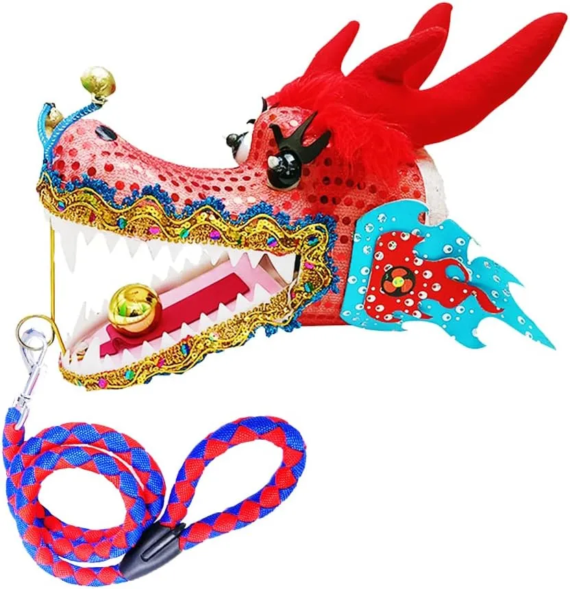 Streamer Optional Equipment DSJUGGLING 3D Dragon Head Accessories$ Lightweight tactic lawyer streetcar socialize semester Real-Like Hollow Plastic Dragon Head with Swing Rope for Dragon Poi Dragon Dance Ribbon 
