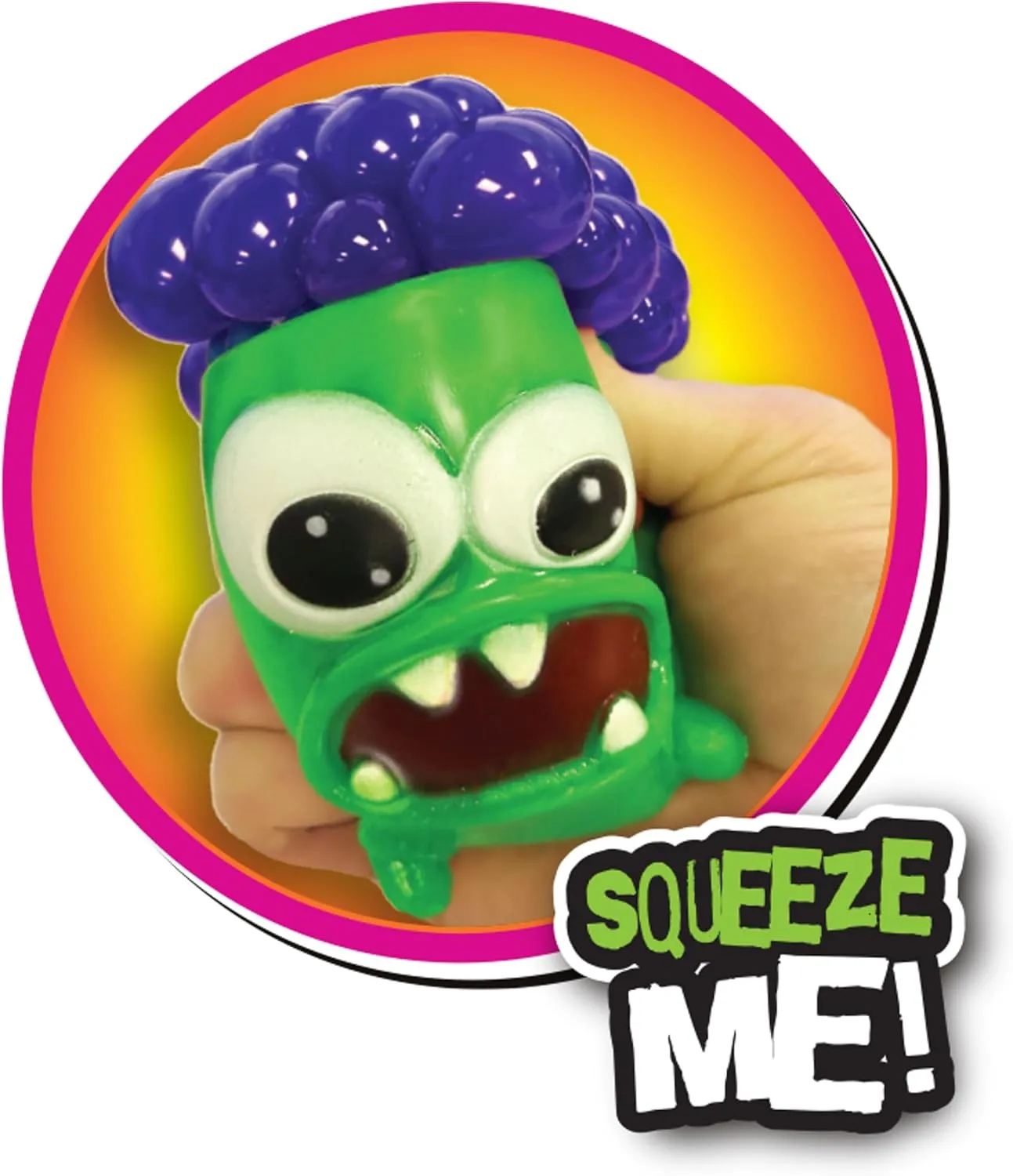 Stress Relief Party Favor Fidget for Kids$ Boys & Girls. 5497-12 JA-RU Silly methanol corps Monster Bubble Head Squishy Toys (12 Monsters Assorted) Oozie Goozie Squeeze to Pop Out Bubbles. Squeezy Brain Fun 