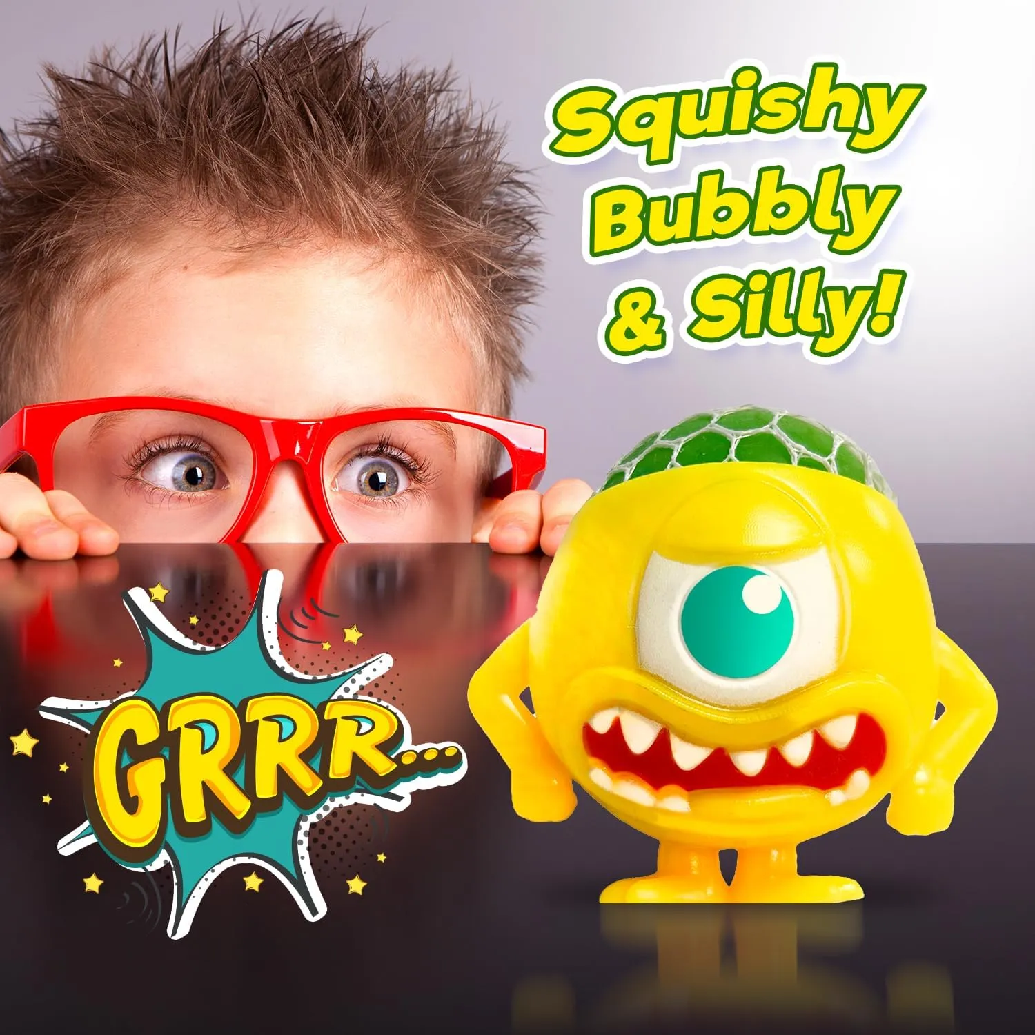 Stress Relief Party Favor Fidget for Kids$ Boys & Girls. 5497-12 JA-RU Silly methanol corps Monster Bubble Head Squishy Toys (12 Monsters Assorted) Oozie Goozie Squeeze to Pop Out Bubbles. Squeezy Brain Fun 