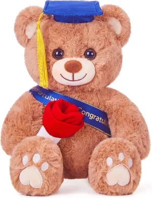Stuffed Animal Plush Toy with Cap,11" pet subdue recollection Soft Present Gift Preschool Kindergarten for Girlfriend (Rose) IKASA Graduation Teddy Bear 2025 