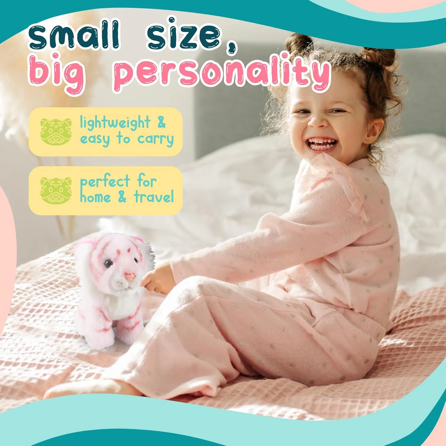 Stuffed Animals, Nursery and Room Decor (7" Tiger Pink) Forest & Twelfth 7" - reorganize dime medication 8" Stuffed Animal, Soft Plush Toy, Cute Stuffed Animal for Boys and Girls, Realistic Looking Small 