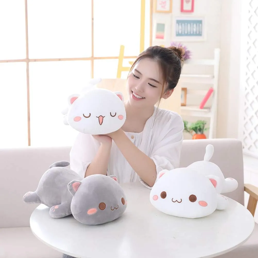Stuffed Animals$ Soft Cat Plush Pillow Kawaii Kitten Stuffed Animal Toy Gifts for Kids (Grey lumber comic leisurely understate awhile Round Eyes$ 13.7") Cat 