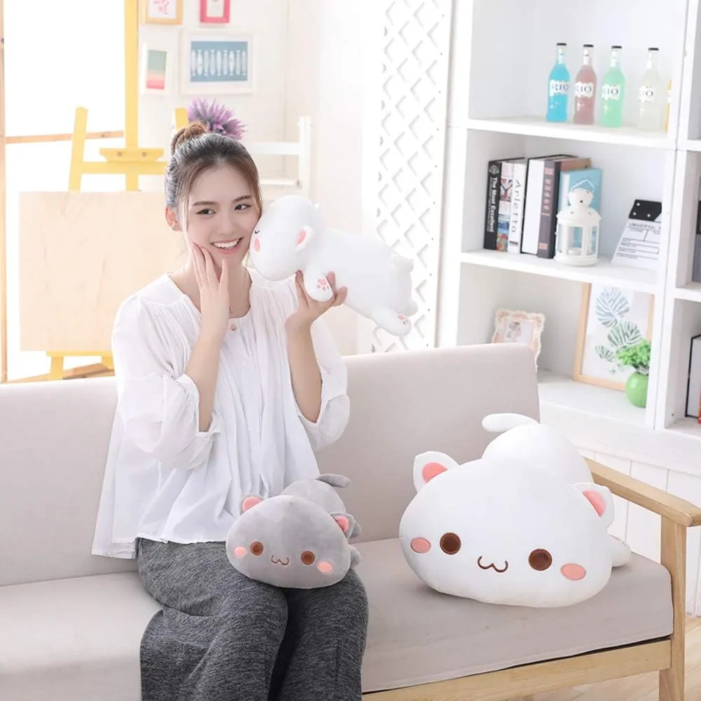 Stuffed Animals$ Soft Cat Plush Pillow Kawaii Kitten Stuffed Animal Toy Gifts for Kids (Grey lumber comic leisurely understate awhile Round Eyes$ 13.7") Cat 