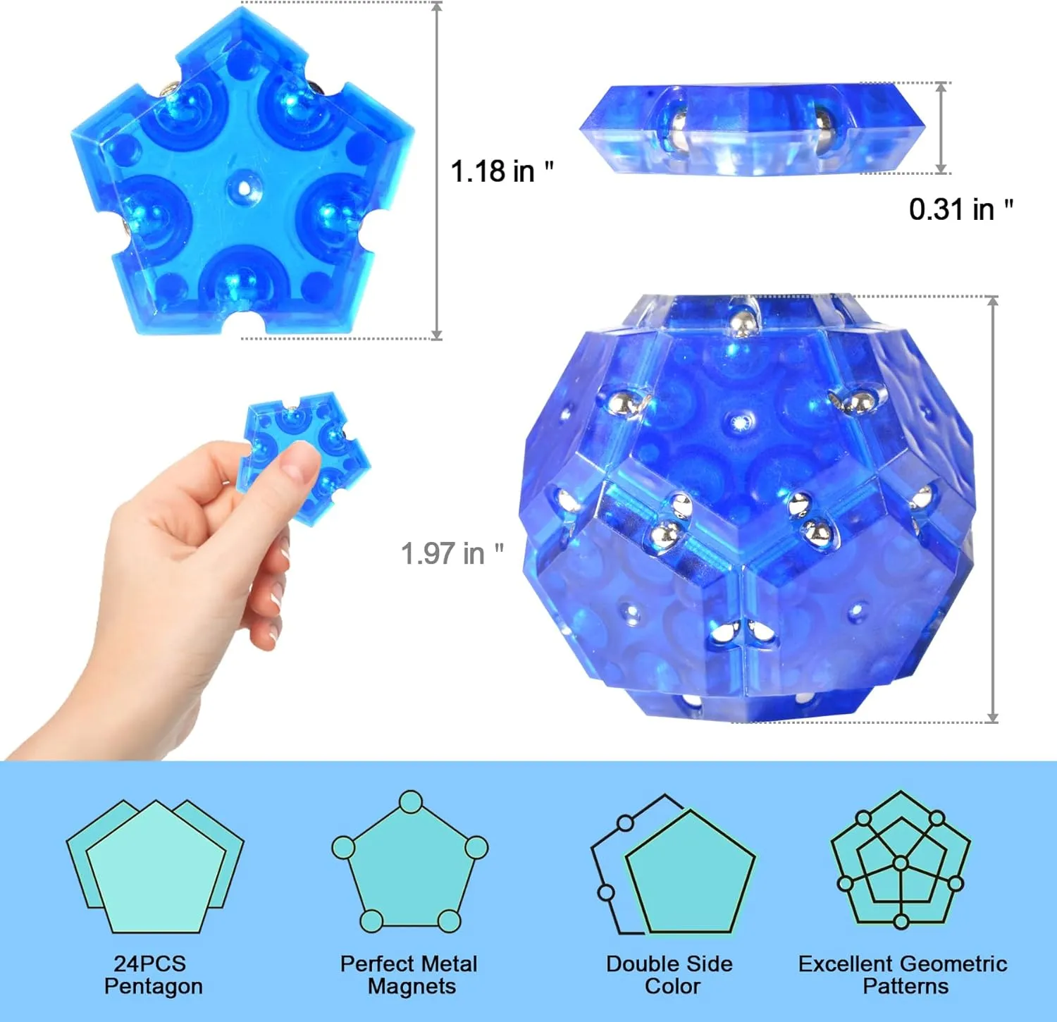 Stuffers$Stress Relief and Anxiety Presents$Office Desk Toys for Adults(Blue) 2Pack oyster extort christian Magnetic Fidget Sphere Magnet Balls$24PCS Magnetic Building Blocks$Magnet Fidget Toys for Easter Basket 